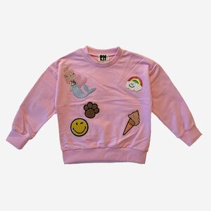 Petite Hailey Pink Terry Sweatshirt with Sequin Patches